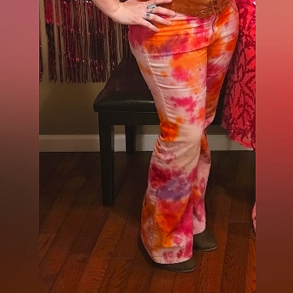 Custom 70s Barbie Inspired Tie Dye HM Twill Flare Pants 16